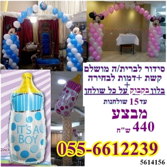 סידור בלונים לברית,/ה עיצוב בקבוק